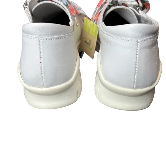 NAOT Eliot’s Top Quality White Leather Lace Up Side Zip Slip Sneakers - Picture 14 of 16